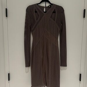 BCBGMaxAzria Long Sleeve Brown Mesh Dress